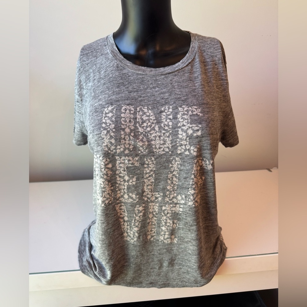 J. Crew Gray Graphic Short Sleeve linen Tee